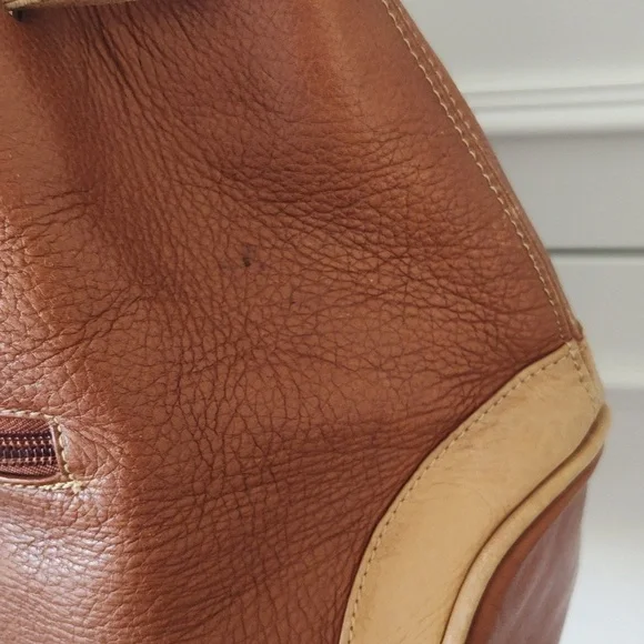 Vintage 90's Y2K JC Brown Tan Leather Bucket Bag Purse - Picture 10 of 14